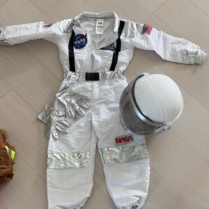 Kids NASA White Astronaut Costume with Helmet size S (5/6)